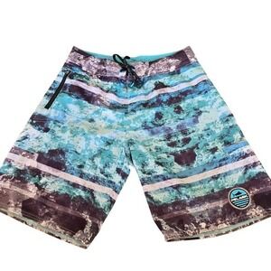 Pelagic Argonaut Boardshorts Youth‎ 18/20 Blue Purple Camo Fishing Shorts 28/29